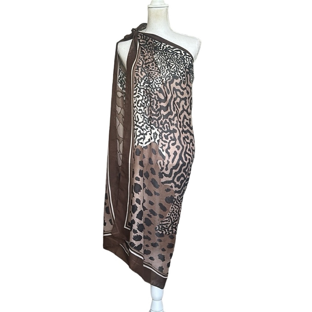 Tie Rack London Brown Animal Print Square Scarf Wrap Large